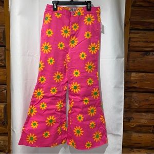 Free People Pink Floral Flare Jeans